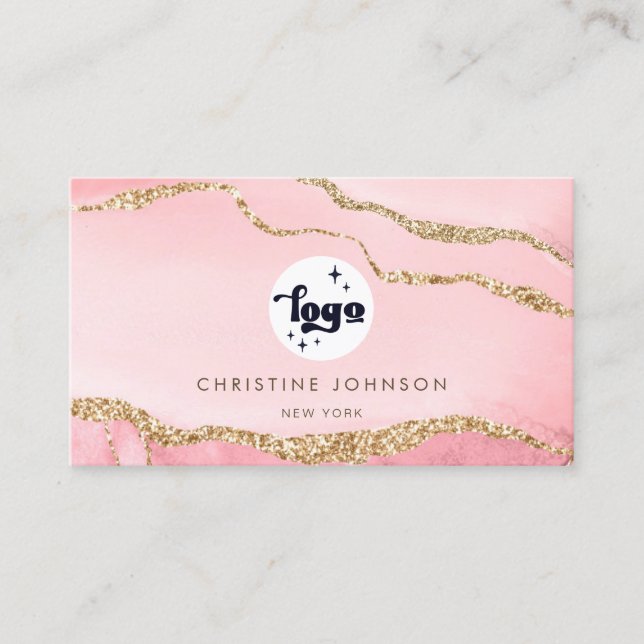 votre logo rose agate arrière - plan carte de visi (Devant)