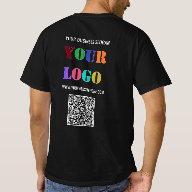 Votre logo, texte personnalisé et code QR, T-shirt (Dos)