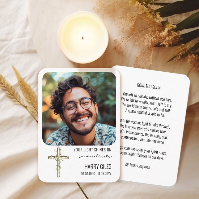 Votre Lumière Brille Sur La Carte Photo Memorial K (Photo Memorial Keepsake Card  with Reading by Darling & May)