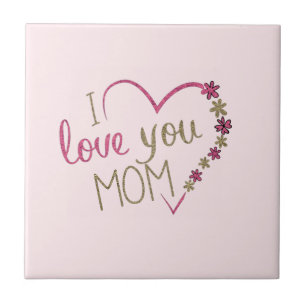 Votre maman Cadeau Coeur Carreau et Texte - I Love