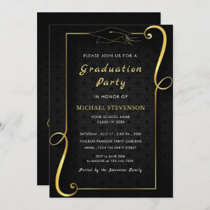 Votre Modèle d'invitations Gold Black Grad