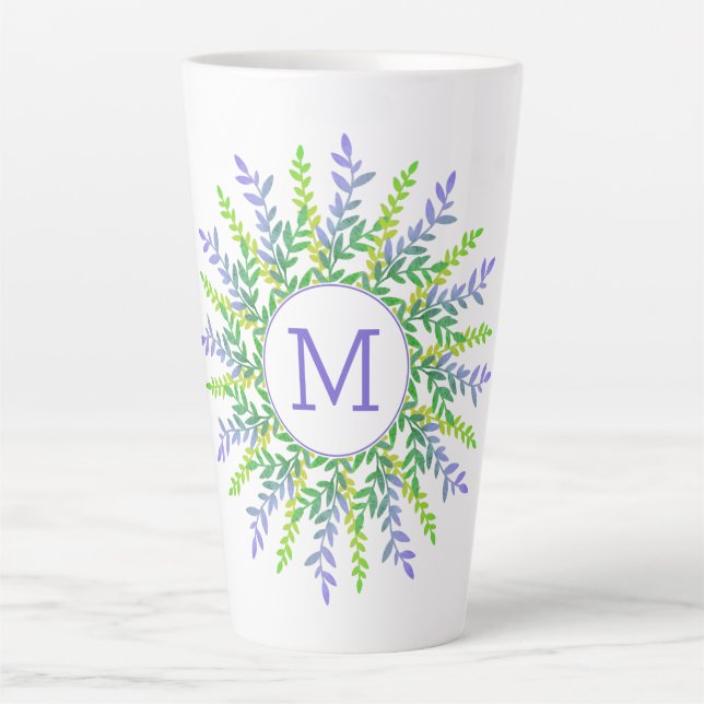 Votre monogramme dans une tasse de latte de cadre  (Devant)