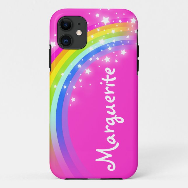 Votre nom (10 lettre) coque iphone rose arc-en-cie (Dos)