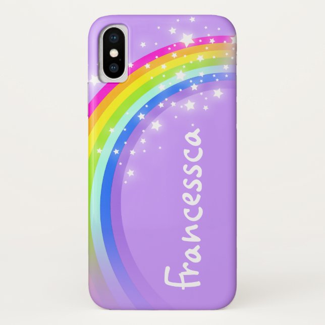 Votre nom (10 lettre) coque iphone violet arc-en-c (Dos)