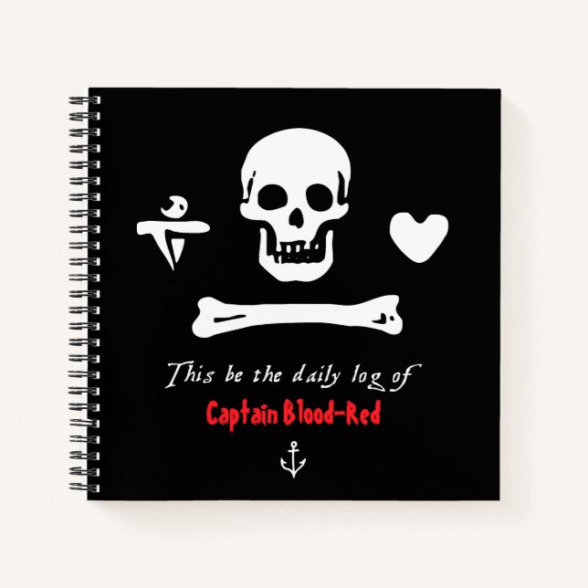 Votre nom Capitaine Pirate Journal quotidien (Devant)