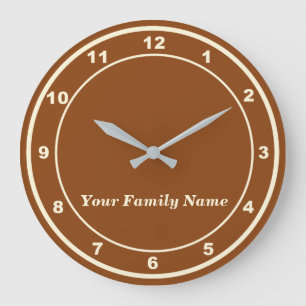 Votre nom de famille sur une horloge murale ronde 