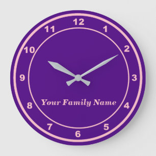 Votre nom de famille sur une horloge murale ronde