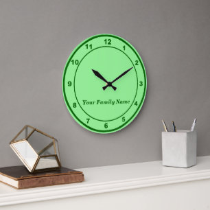 Votre nom de famille sur une horloge murale ronde 