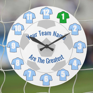 Votre Nom D'Équipe Football Horloge - Chemises Ble