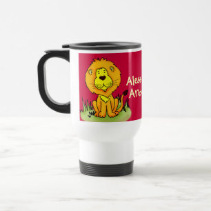 "Votre nom" enfant lion rouge voyage / club mug