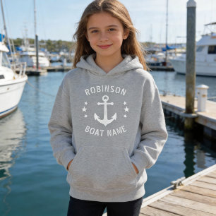 Votre nom et bateau Ancre Vintage Étoiles Gris et 