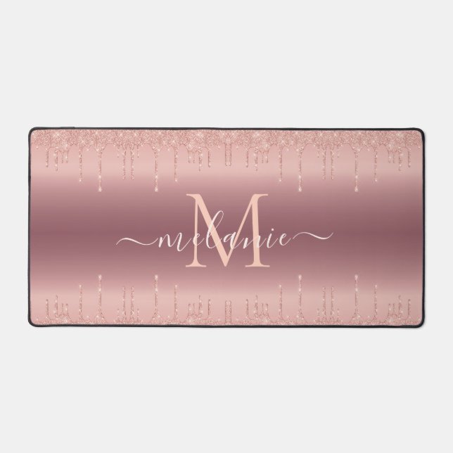 Votre nom et lettre Rose Gold Desk Mat (Recto)