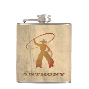 Votre nom flacon de cowboy sur Ropin"