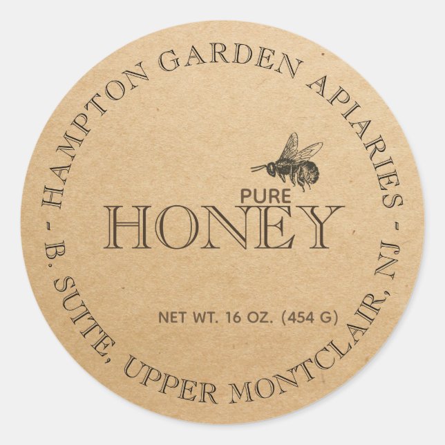 Votre nom ici Editable Kraft Honey Jar Étiquette (Devant)