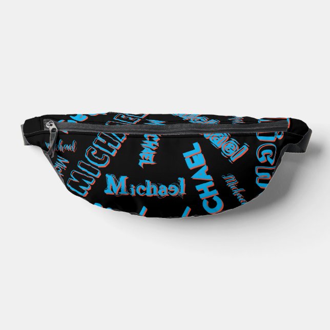 Votre nom motif monogramme bleu rouge noir (Poser)