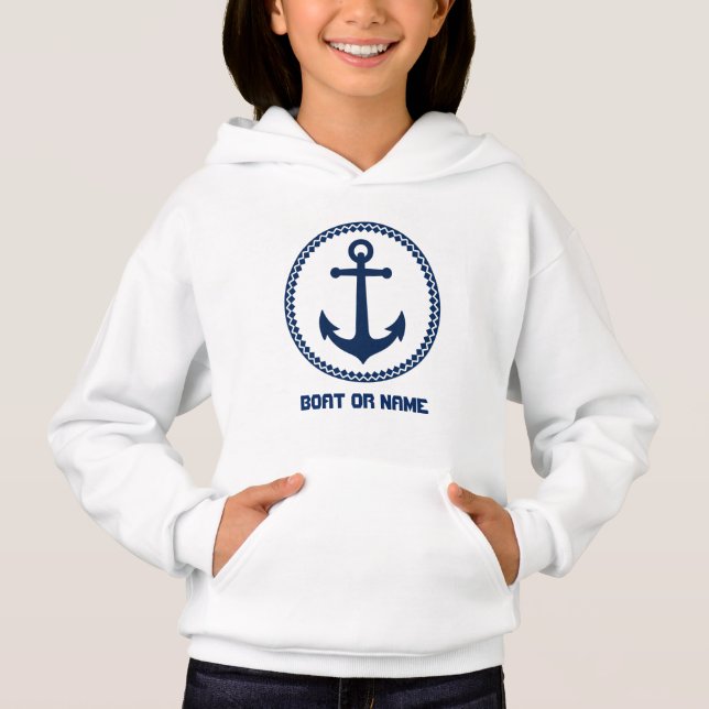 Votre nom ou nom de bateau Ancre marine nautique r (Devant)