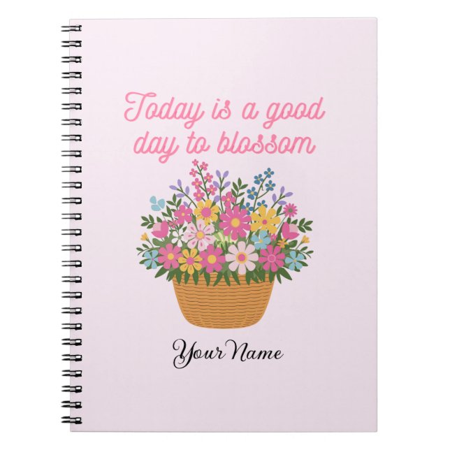 Votre nom sur le mignon Carnet floral rose (Devant)