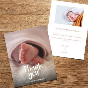 Votre photo bébé baby shower fille carte de remerc