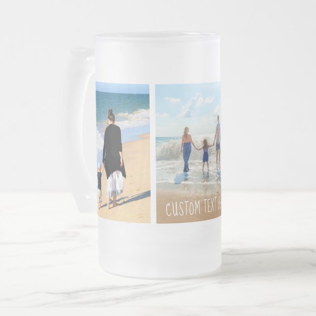 Votre photo Collage de bière en verre Mug avec tex (Devant gauche)
