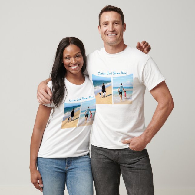 Votre photo Collage T-Shirt cadeau avec texte pers (Unisexe)