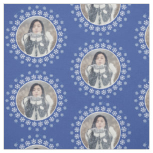 VOTRE PHOTO dans un cadre de flocon de neige tissu