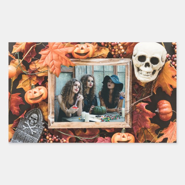 VOTRE PHOTO dans un cadre d'Halloween autocollants (Devant)