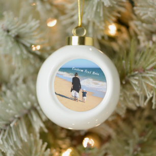 Votre photo de famille Ornement de Noël Texte pers