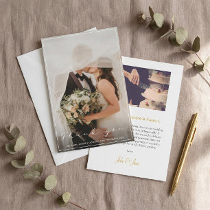 Votre photo de mariage, carte de remerciements, bo