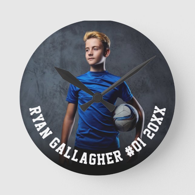 Votre photo de sport | Horloge ronde personnalisée (Recto)