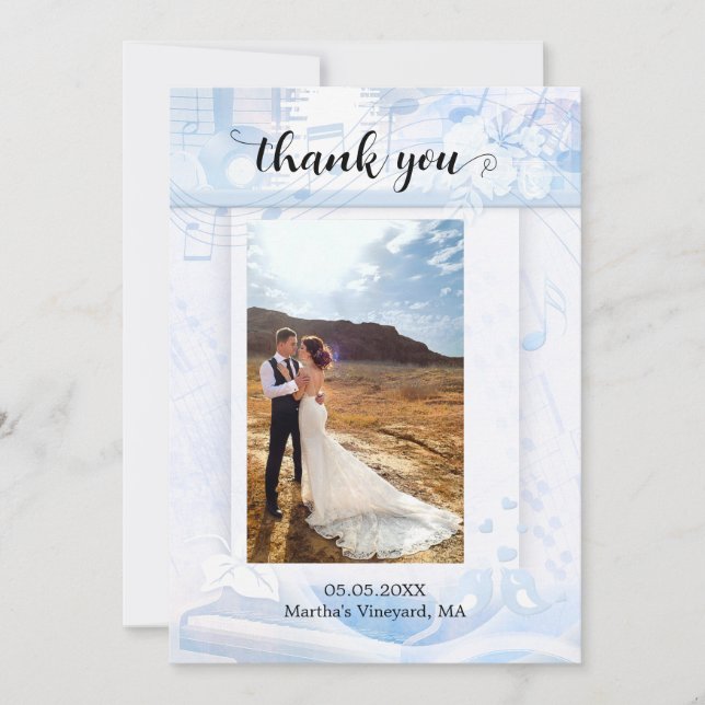 Votre photo Dusty Blue Music Mariage Carte de reme (Devant)