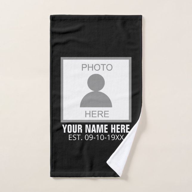 Votre photo ici Nom et âge (Serviette à main)