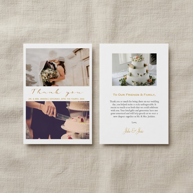 Votre photo mariage heureuse, carte de remerciemen (Your happy wedding photo, modern thank you card.)