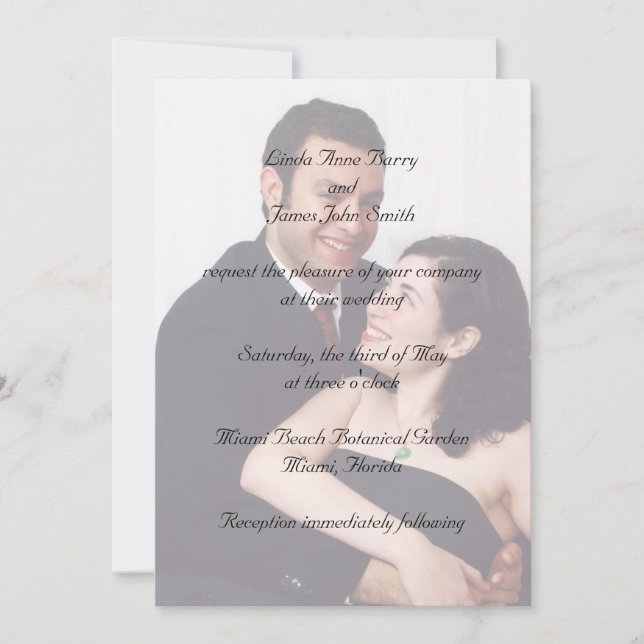 Votre photographie aux invitations de mariage (Devant)