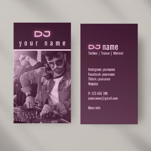 Votre propre carte de visite DJ photo techno rose