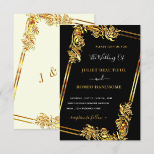 Votre propre design Art Black Gold Faire-part de m