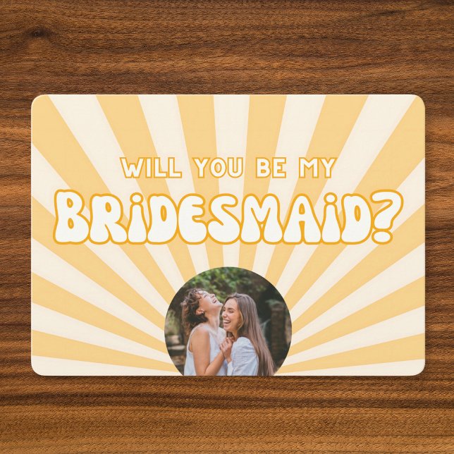 Votre Propre Photo ! Carte de proposition Sunshine (Pop the question in style with this fun, retro bridesmaid proposal card—customize with your photo!)