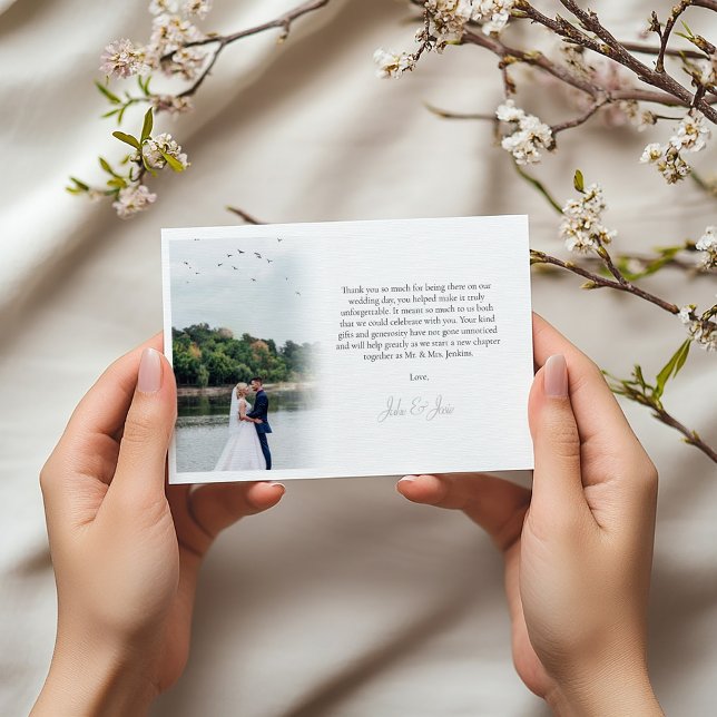 Votre propre photo, dégradé, carte de remerciement (Faded white we gradient wedding photo thank you card)