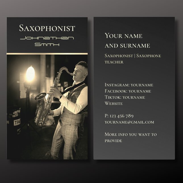 Votre propre photo Jazz musicien Carte de visite o (Créateur téléchargé)