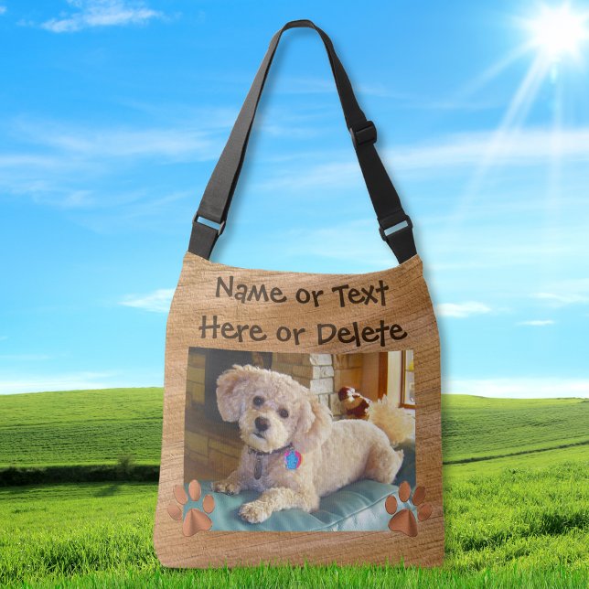 Votre Sac fourre-tout photo de texte et de chien (Full Print Tote. Personalized Totes. Photo canvas bags. Custom canvas tote bags, with picture.)
