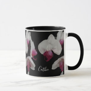 Votre tasse nommée d'orchidées d'aquarelle