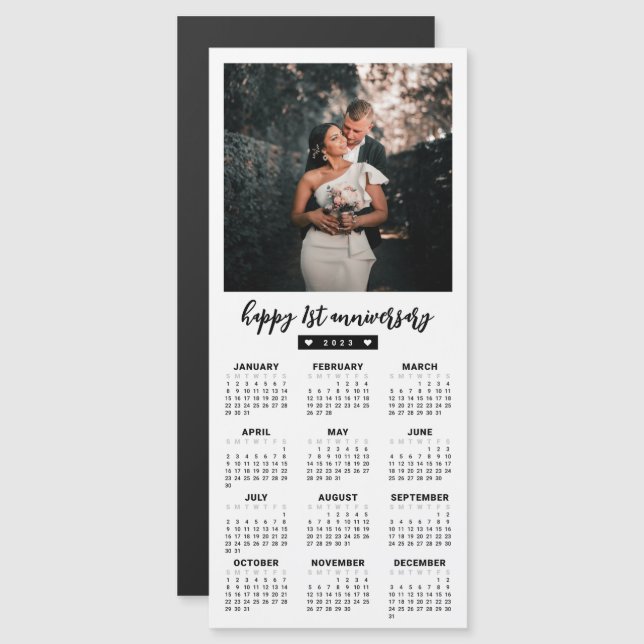 Votre texte 2023 Retro Photo Frame Calendar Magnet (Devant / Derrière)