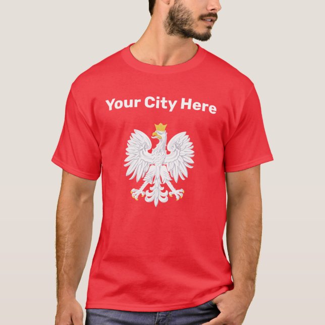 Votre ville ici Custom Polonais Eagle Tshirt (Devant)
