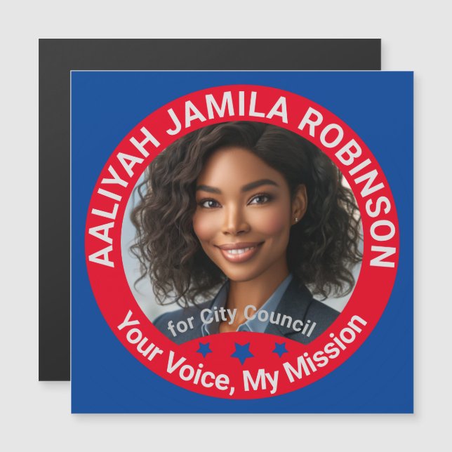 Votre voix Ma mission Campagne photo Carte magnéti (Devant / Derrière)