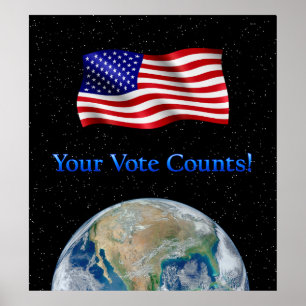 Votre vote compte le drapeau et la terre - affiche