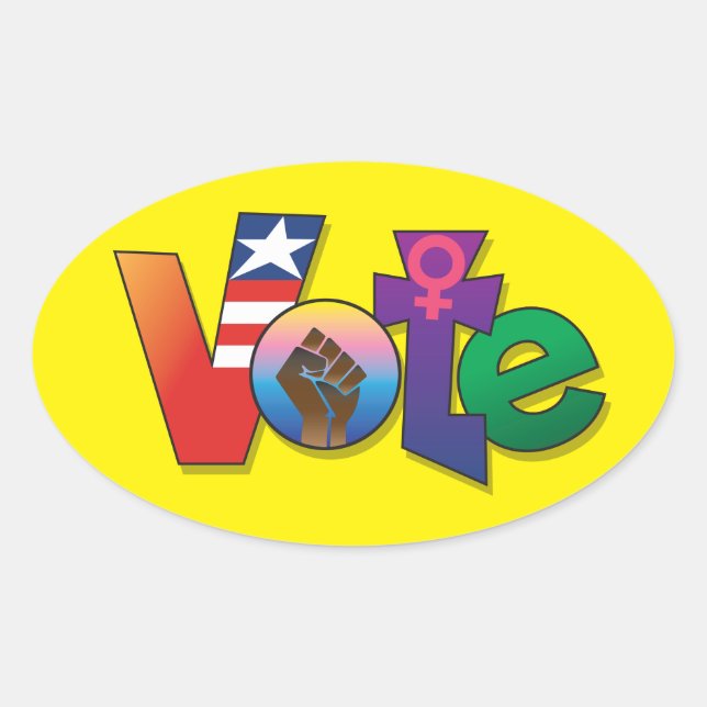 "Votre vote, votre voix" - Autocollant ovale perso (Devant)