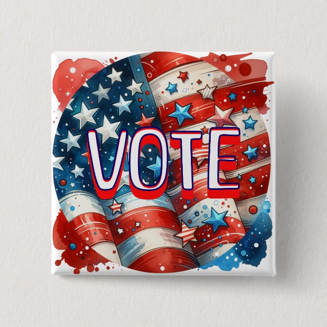 Votum Rot, Weiß und Blau Patriotisch Button (Vorderseite)