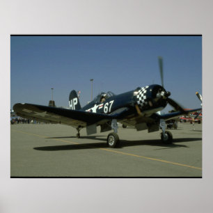 Vought F4U Corsair, Right Front_WWII Flugzeug Poster