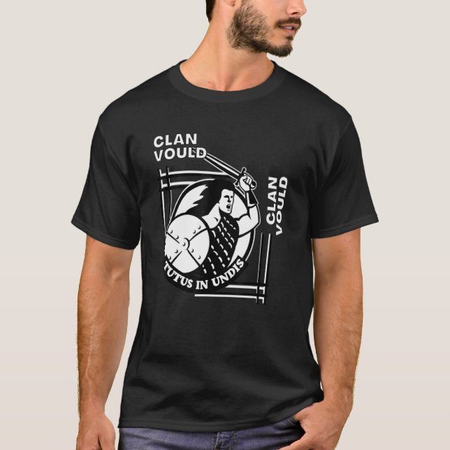 Vould Clan Gaelic Motto Swordsman T-Shirt (Vorderseite)