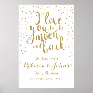 Vous aimez à la Lune Glittery Gold Affiche de bien