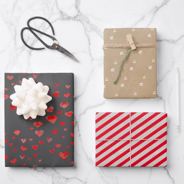 Vous aimez Red Hearts Stripes sur papier Kraft (Recto)